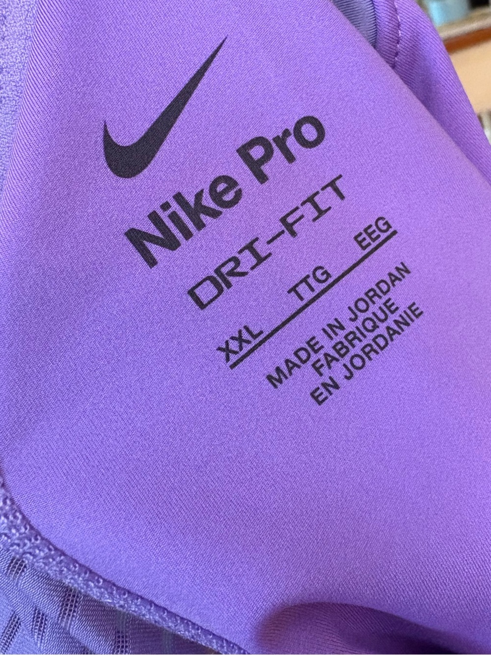Nike Pro Dri-FIT Cropped Tank Top XXL | 1/2 Zip | Built-In Bra Purple - Picture 10 of 12